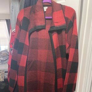 Red and Black checkered print sweater